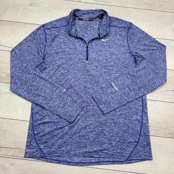 Nike Dri-FIT 1/4 Zip Running Shirt Blue Heather Size XL Long Sleeve Reflective - Picture 1 of 8